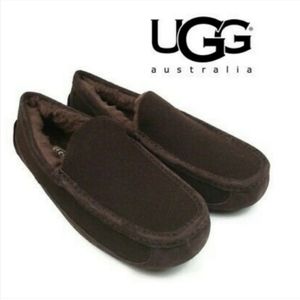 UGG Ascot Wool Lined Moccasin Slippers Brown